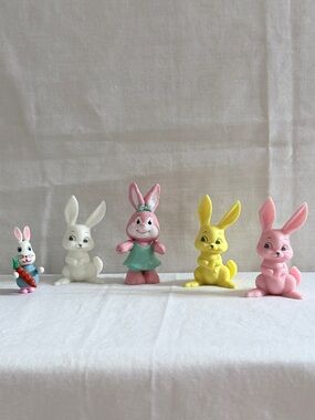 Small Pets Bunny Figurine - White, Yellow, Pink